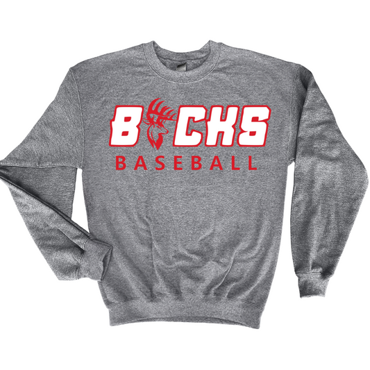 Grey Bucks Baseball with Buck Head - Crewneck