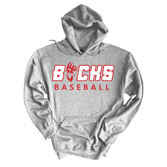 Grey Bucks Baseball with Buck Head - Hoodie